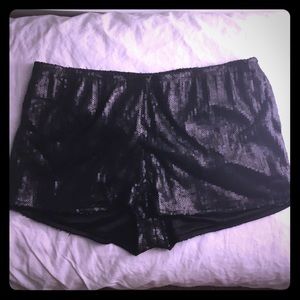 Black sequin booty shorts